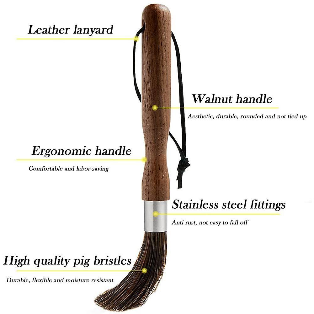 Coffee Grinder Brush, Portable Coffee Machine Wood Handle Cleaning