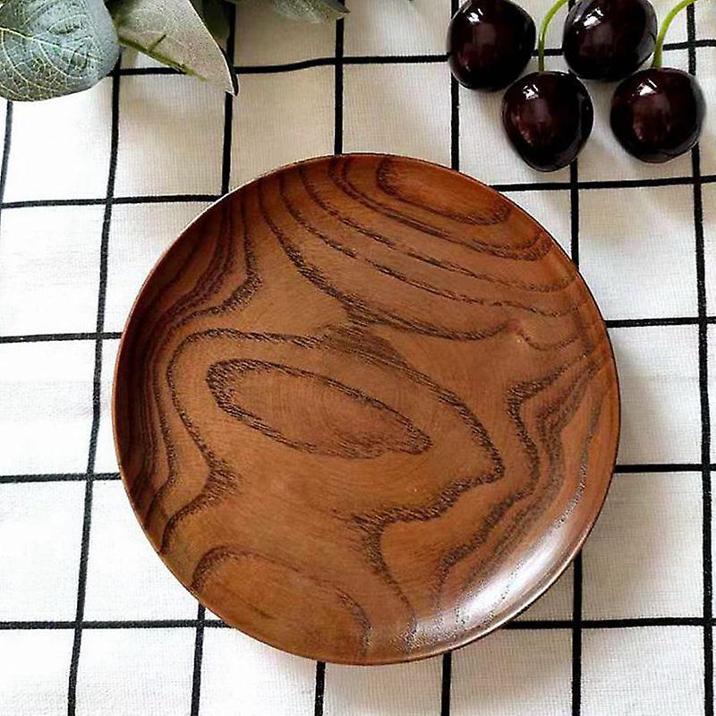Round Solid Wood Plate Whole Acacia Wood Fruit Dishes Wooden Saucer