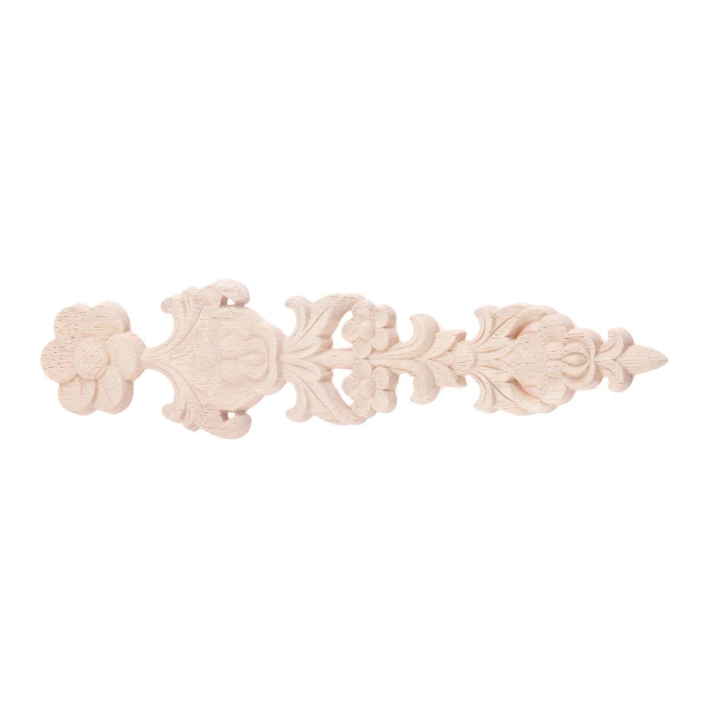 4pcs Wood Carved Appliques Retro Round Woodcarving Decal