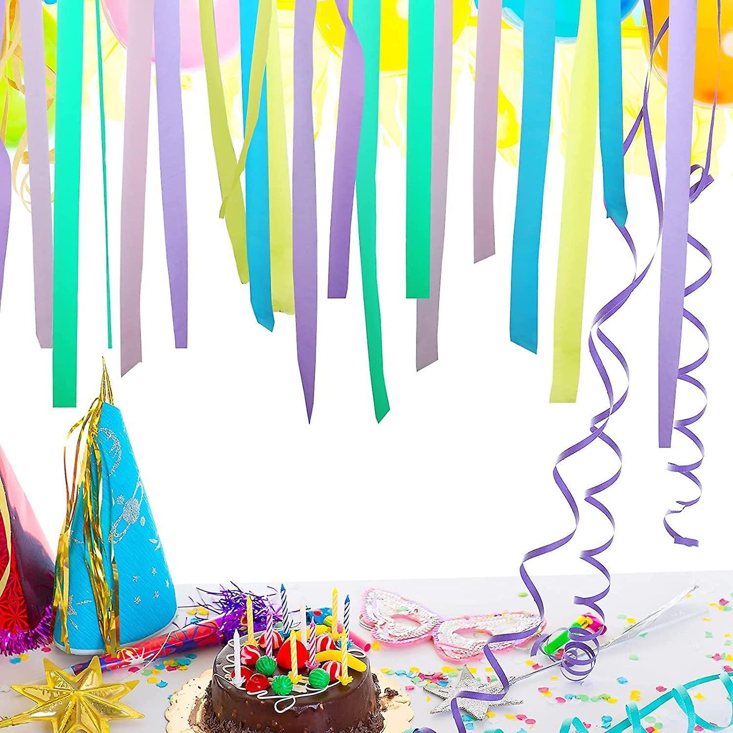 10 Rolls Pastel Rainbow Crepe Paper Streamers Birthday Party Paper