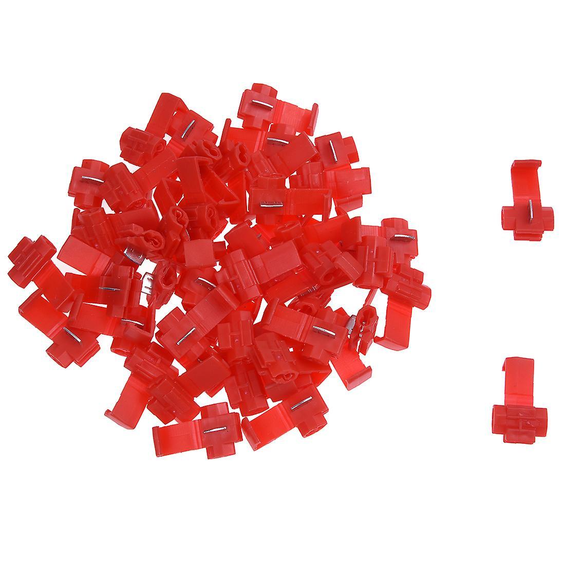 100pcs Quick Splice Connectors Lock Wire Terminals Crimp Electrical Electric - Red