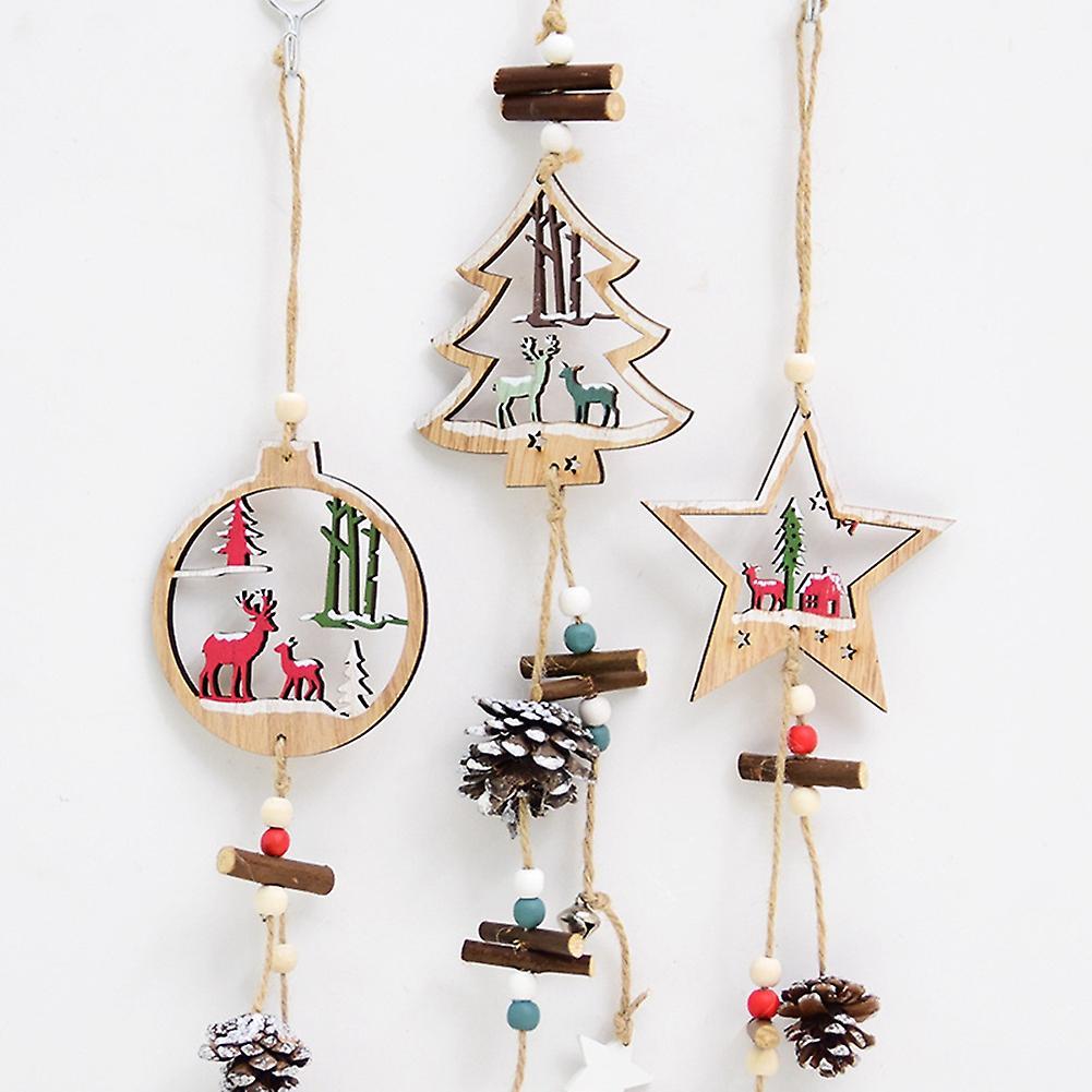 Christmas Ornament Wooden Hanging Pendants Xmas Tree Elk Christmas A