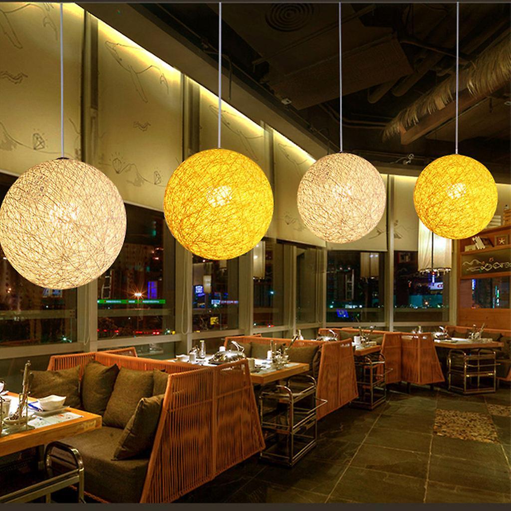 White Bamboo, Rattan Chandelier Spherical Rattan Nest Lampshade