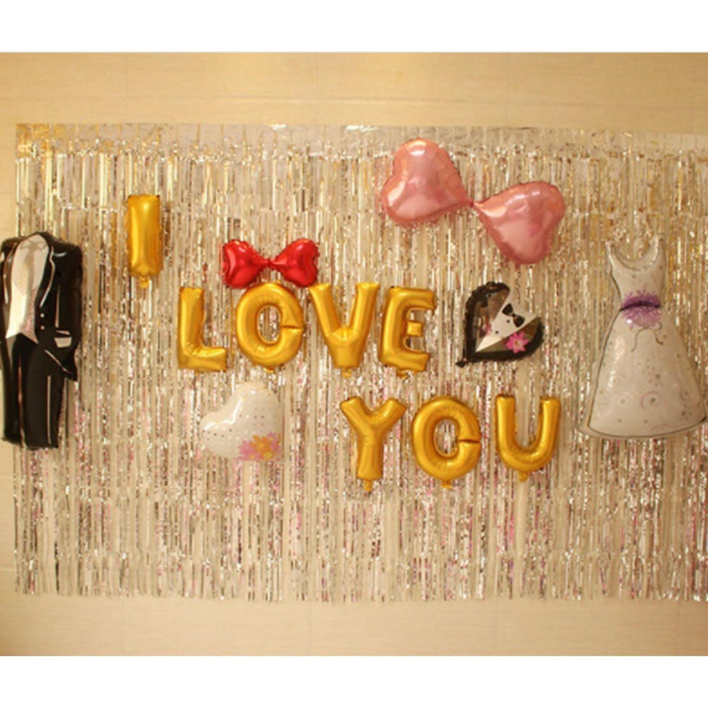 1x3m Wedding Party Wall Decoration Rain Silk Curtain-silver