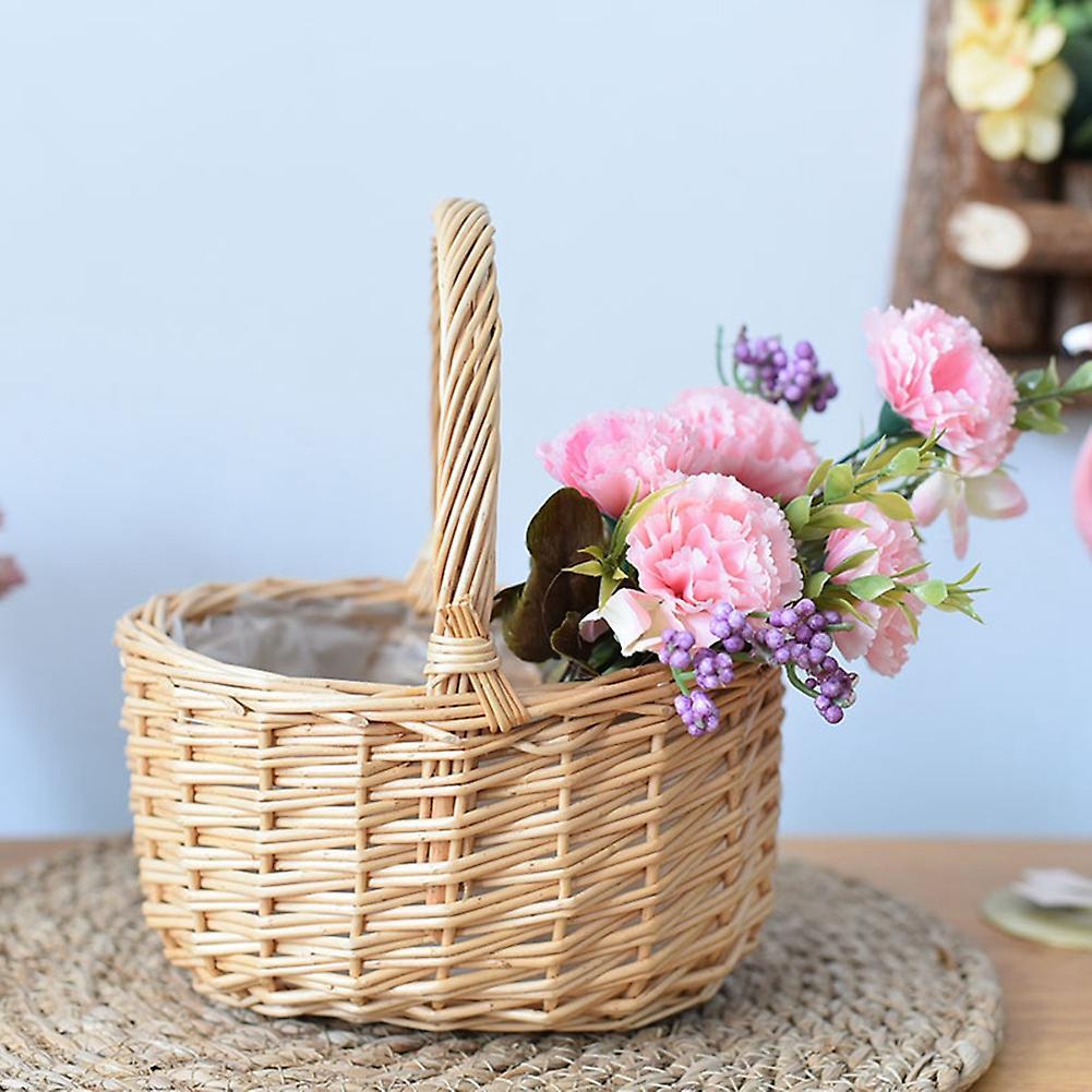 Wicker Basket with Handles and Lining,for Picnic,fruits and Vegetable
