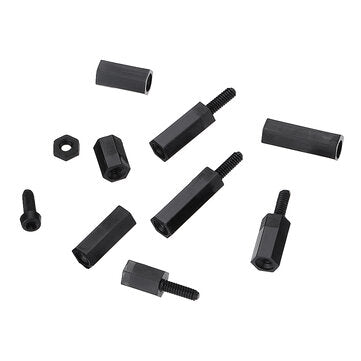 Suleve M2NH4 M2 Nylon Screw Black Hex Screw Nut Nylon PCB Standoff Assortment Kit 300Pcs