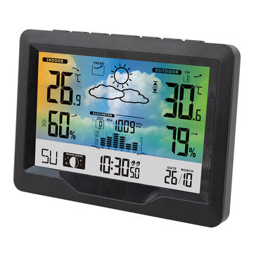 FanJu Indoor Outdoor Wireless Weather Station Thermometer Hygrometer Forecast Air Pressure Time Disp
