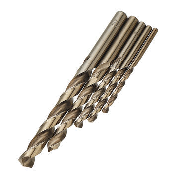 Drillpro 5pcs 4-10mm HSS M35 Cobalt Twist Drill Bit 4/5/6/8/10mm for Metal Stainless Steel Aluminium