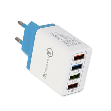 QC3.0 4Ports USB Charger Adapter USB Travel Wall Charger Adapter (COLOR.: ORANGE | PLUG: EUPLUG)