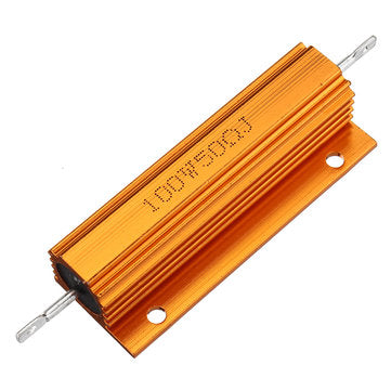 3pcs RX24 100W 50R 50RJ Metal Aluminum Case High Power Resistor Golden Metal Shell Case Heatsink Res