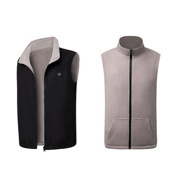 Electric USB Winter Heated Vest Men Women Heating Jacket Winter Body ... (SIZE: 2XL | COLOR.: BLACK)