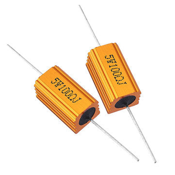 10pcs RX24 5W 100R 100RJ Metal Aluminum Case High Power Resistor Golden Metal Shell Case Heatsink Re
