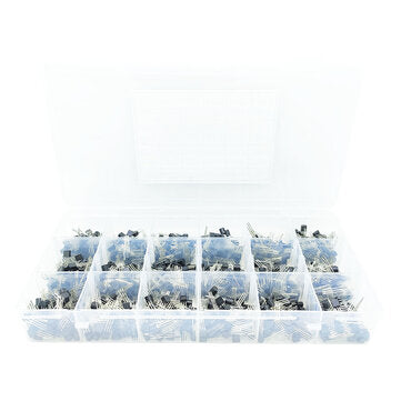 900Pcs In-line Triode A1015-2N5551 18 Values 50pcs Each Value with Plastic Box