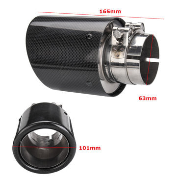 2.5 Inch 63mm-In 101mm-Out Glossy Carbon Fiber Car Exhaust Muffler Tip Pipe