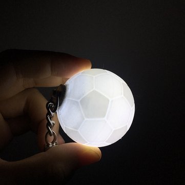Portable Football Light 3D Printing Keychain Colorful LED Nig... (COLOR.: WHITE | TYPE5: WITHBUCKLE)