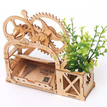 Wooden Pen Holder Creative DIY Office Desktop Card Case Decoration Multifunctional Desktop Organizer