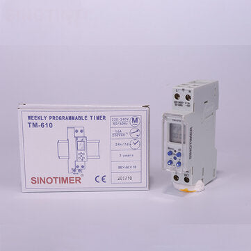 SINOTIMER TM610-2 220V Time Control Switch Intelligent Switch Timer Power Supply Timing Switch 1P Ra