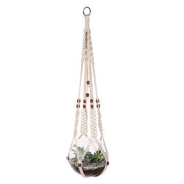 Macrame Flower Pot Planter Holder Basket Hanging Rope with Beads for Home Indoor Outdoor Decorations