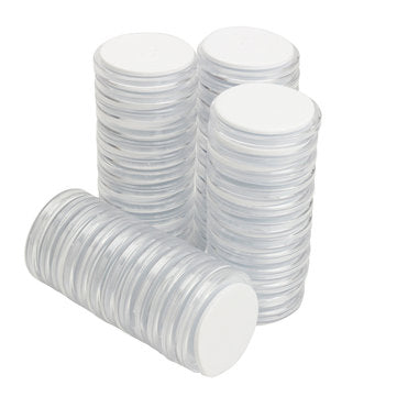 50Pcs Clear Polystyrene Capsules with Coin Holders Case Adjustable for 19 to 39mm Coin