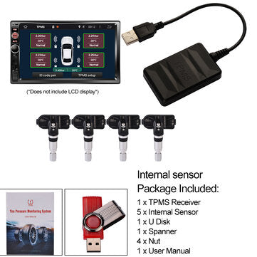 Internal/External Tyre Pressure Monitoring Sensor USB TPMS For Android TPMS for ... (TYPE: INTERNAL)