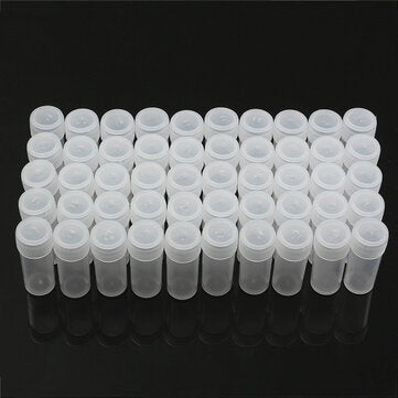 50PCS 5ml Plastic Sample Small Bottle Vial Storage Container Test Tube for Lab