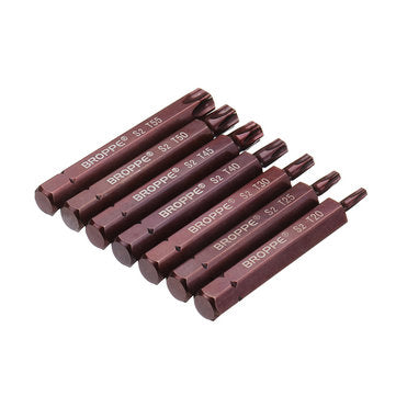 Broppe 7pcs T20-55 75mm Magnetic Torx Screwdriver Bit 10mm Hex Shank for Impact Screwdriver