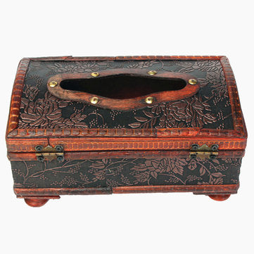 Retro Vintage Wooden Tissue Box Rectangular Paper Cover Case Napkin Holder Gift Kitchen Storage Rack