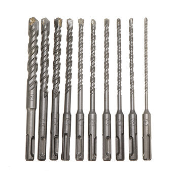 10Pcs 4-14mm Masonry Drill Bits Double SDS Plus Slot Electric Hammer Drill Bits Set 160mm Metal HSS