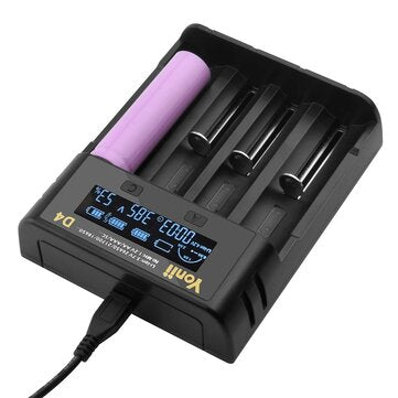 YONII D4 LCD 18650 Battery Charger 4 Slot for 18650 21700 26650 Lithium AA AAA Nimh Battery