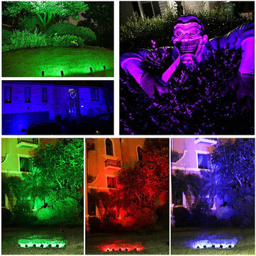 6Pcs RGB LED Garden Spike Lights Outdoor Spotlights Landscape Lamp Remote