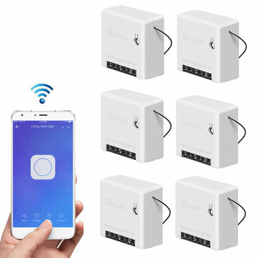 6pcs SONOFF MiniR2 Two Way Smart Switch 10A AC100-240V Works with Amazon Alexa Google Home Assistant