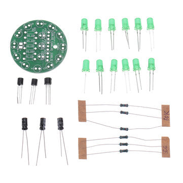 5pcs DIY Green LED Round Flash Electronic Production Kit Component Soldering Training Practice Board
