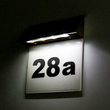 Solar Address Number Signage LED Solar House Number Light with Light Control Induction Home Lighting