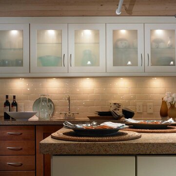 8PCS LED Cabinet Light White Dimmable Kitchen Counter Under Puck RF Wireless Remote Control + Power