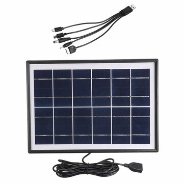 Solar Panel Portable Power Bank Outdoor Camping Phone Charger with 5-in-1 USB Cable