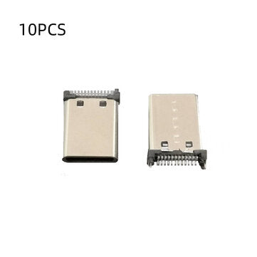 10PCS TYPE-C 3.1 Upright 24p Patch Male 180 Degrees With Grounding Foot Fixed Riveting Male L=11.1MM