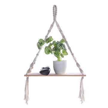 Bohemia Macrame Woven Wood Mount Shelf Tapestry Tassel Wall Hanging Storage Rack Home Office Decorat