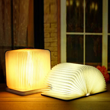 Wood Grain Book Light Folding Book Light USB Charging Night Light Mini Book Light For Home Office De