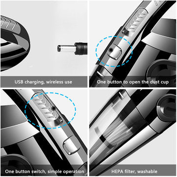 AUDEW 120W 2200mAh Cordless  Rechargeable Vacuum Cleaner Wet & Dry Handheld Car Home Vacuum Cleaner