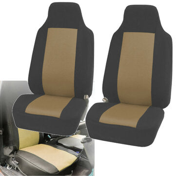 Universal High-Back Bucket Front Seat Covers Fabric Mesh Style For Car Truck SUV (COLOR: BEIGE)
