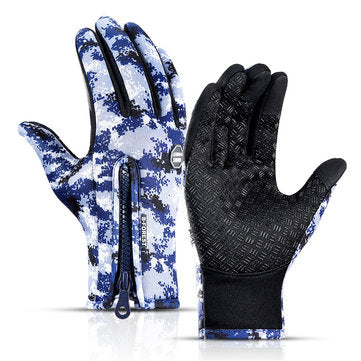 Touch Screen Waterproof Gloves Thick Warm Antiskid Winter Outdoor Sports... (SIZE: M | COLOR.: BLUE)