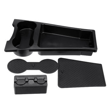 Center Console Car Storage Box Cup Drink Holder Tray W/ Mat for Toyota Prius 2010-15