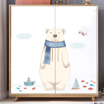 Miico FX82027 2PCS Cartoon Wall Sticker Cute Polar Bear Printing Children`s Room And Kindergarten De