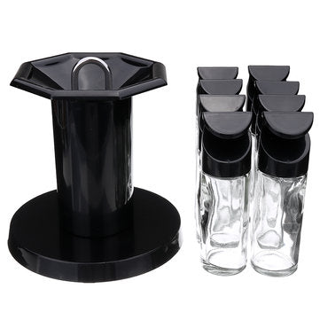 8 Jars Rotating Spice Rack Carousel Kitchen Storage Container Holder Revolving Herbs