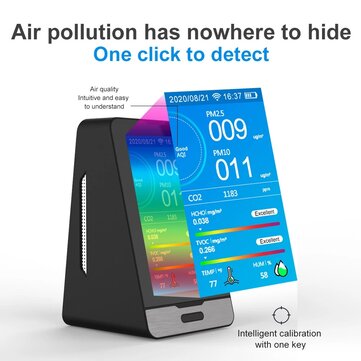 WIFI PM2.5 PM1.0 PM10 Temperature Humidity Air Quality Monitor 4.3 Inch LED Display Intelligent CO2