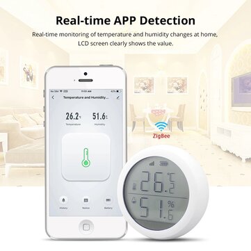 Zemismart Tuya ZB Temperature and Humidity Sensor with LCD Screen Display Real Time Monitor Smart Ho