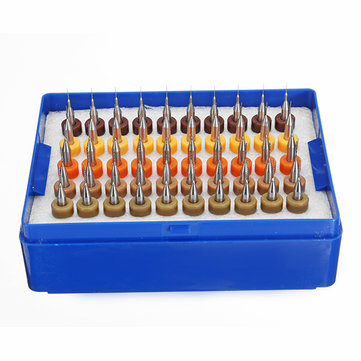 Drillpro 50pcs 0.25-0.45mm Tungsten Carbide Micro PCB Drill Bit Set for PCB Circuit Board