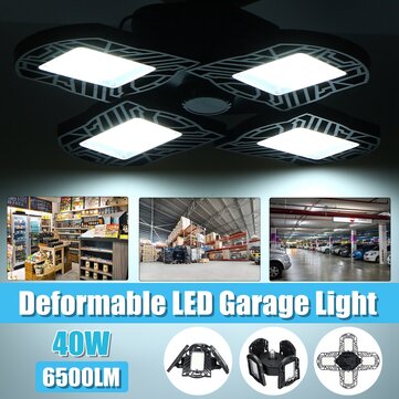 40W E27 LED Garage Light Bulb Deformable Ceiling Fixture Lights Shop Workshop Lamp 85... (WATT: 40W)