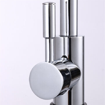 Stainless Steel Kitchen Sink Faucet Pull Out Double Holes Single Handle Cold Hot Water Mixer Tap 360