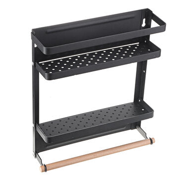 Wrought Iron Small Refrigerator Rack Creative Kitchen Supplies Folding Storage Rac... (COLOR: BLACK)